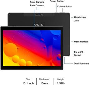 img 3 attached to 📱 10 Inch Android Tablet - 64-bit Quad-Core Processor, 1280x800 IPS HD Touchscreen, 32GB ROM, Expandable up to 128GB, Dual 2MP+5MP Cameras, GPS, Type-C, WiFi, Bluetooth, Extended Battery Life - Ideal Gaming Tablet