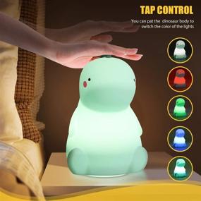 img 2 attached to 🦖 VSATEN Dinosaur Night Light: Color Changing Baby Lamp with Touch Sensor, Rechargeable LED Nursery Lamp for Boys and Girls - Perfect Dinosaur Gift