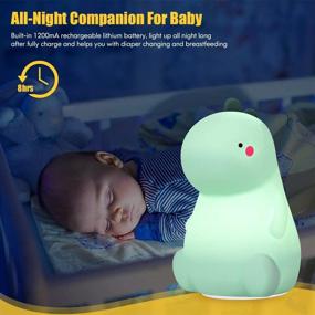 img 1 attached to 🦖 VSATEN Dinosaur Night Light: Color Changing Baby Lamp with Touch Sensor, Rechargeable LED Nursery Lamp for Boys and Girls - Perfect Dinosaur Gift