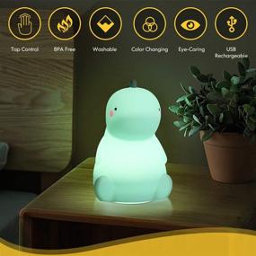 img 3 attached to 🦖 VSATEN Dinosaur Night Light: Color Changing Baby Lamp with Touch Sensor, Rechargeable LED Nursery Lamp for Boys and Girls - Perfect Dinosaur Gift