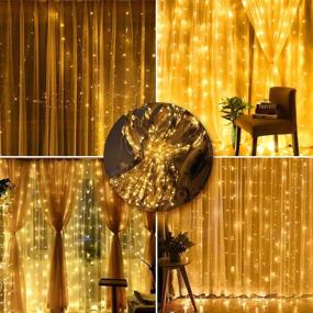 img 1 attached to Warm White 300 LED Window Curtain Fairy Lights – Remote Control 8 Modes, USB Powered: Ideal for Christmas Party, Wedding, Bedroom, Home, Garden Window Decor