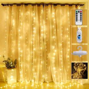 img 4 attached to Warm White 300 LED Window Curtain Fairy Lights – Remote Control 8 Modes, USB Powered: Ideal for Christmas Party, Wedding, Bedroom, Home, Garden Window Decor