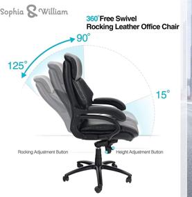 img 3 attached to 🪑 Sophia & William Ergonomic PU Leather Executive Rocking Chair - High Back, 360° Swivel Home Office Desk Computer Chair Big and Tall with Armrests and Headrest - Load Capacity: 400 lbs