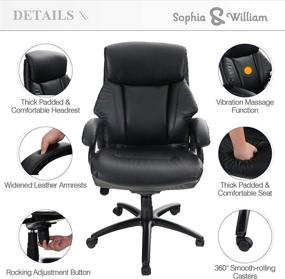 img 1 attached to 🪑 Sophia & William Ergonomic PU Leather Executive Rocking Chair - High Back, 360° Swivel Home Office Desk Computer Chair Big and Tall with Armrests and Headrest - Load Capacity: 400 lbs