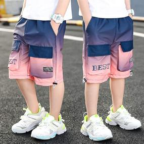 img 3 attached to 🩳 Boys Swim Trunks with Cargo Pockets - Stylish Gradient Athletic Beachwear Shorts