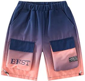 img 4 attached to 🩳 Boys Swim Trunks with Cargo Pockets - Stylish Gradient Athletic Beachwear Shorts