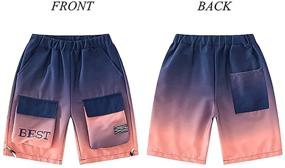 img 2 attached to 🩳 Boys Swim Trunks with Cargo Pockets - Stylish Gradient Athletic Beachwear Shorts