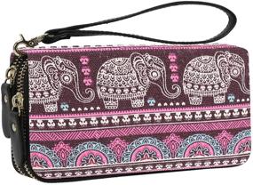 img 3 attached to 👝 Bohemian Women's Wallet Clutch with Zipper - Phone Wristlet Purse Featuring Handle
