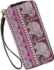 img 4 attached to 👝 Bohemian Women's Wallet Clutch with Zipper - Phone Wristlet Purse Featuring Handle