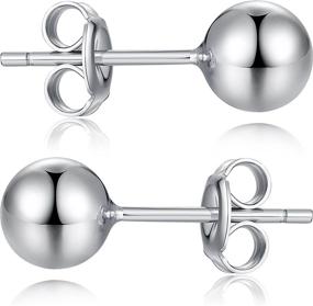 img 4 attached to 💎 ZowBinBin Ball Earrings: 18K White Gold Plated Stud Earrings, 925 Sterling Silver, Sizes 4mm to 8mm - Fine Jewelry with Delicate Gift Box