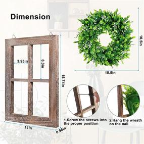 img 1 attached to 🪟 Rustic Wooden Window Frame with Green Wreath Wall Decor - Farmhouse Style for Bedroom and Living Room, 11X15.8 Inches