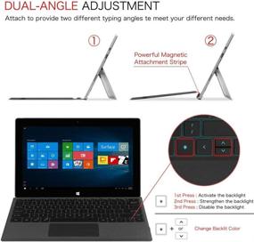 img 1 attached to 🔌 Fintie Type Cover for Microsoft Surface Pro 7/Pro 7 Plus: 7-Color Backlit Wireless Bluetooth Keyboard with Rechargeable Battery/Trackpad, Auto Sleep/Wake - Black. Compatible with Pro 6/Pro 5/Pro 4/Pro 3