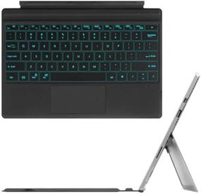 img 4 attached to 🔌 Fintie Type Cover for Microsoft Surface Pro 7/Pro 7 Plus: 7-Color Backlit Wireless Bluetooth Keyboard with Rechargeable Battery/Trackpad, Auto Sleep/Wake - Black. Compatible with Pro 6/Pro 5/Pro 4/Pro 3
