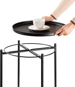 img 1 attached to danpinera Waterproof Metal End Table with Removable Tray 🌧️ - Perfect for Living Room, Bedroom, Balcony, and Office (Black)