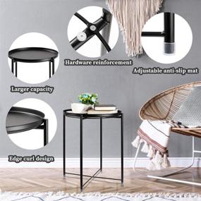 img 2 attached to danpinera Waterproof Metal End Table with Removable Tray 🌧️ - Perfect for Living Room, Bedroom, Balcony, and Office (Black)