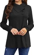 👚 bluetime women's lightweight sweatshirts: fall long sleeve tunic tops with cowl neck and button detailing logo