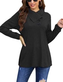 img 2 attached to 👚 Bluetime Women's Lightweight Sweatshirts: Fall Long Sleeve Tunic Tops with Cowl Neck and Button Detailing