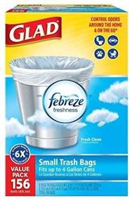 img 2 attached to 🗑️ Glad 4 Gallon Small Garbage Bags with Febreze: 156 Count Box for Fresh & Odor-Free Disposal