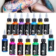 💥 vibrant 14pcs tattoo ink set - 14 colors | 1 oz 30ml/bottle | perfect for 3d makeup, beauty skin, and body art logo
