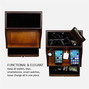 img 3 attached to 🔋 Pecan Brown Wood Multi-Device Charging Station and Valet by Decorebay