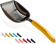🐾 wepet cat litter scoop, non-stick aluminum alloy sifter, metal scooper with long handle, deep shovel, poop sifting, kitten pooper lifter, black coated body with handle logo