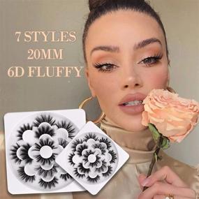 img 3 attached to 👁️ Pack of 7 Pairs 20-22mm Mink Eyelashes - Faux Fluffy Dramatic Volume, Luxurious and Natural Wispy Fake Eyelashes, Thick Extensions Handmade with Soft Reusable Lashes