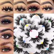 👁️ pack of 7 pairs 20-22mm mink eyelashes - faux fluffy dramatic volume, luxurious and natural wispy fake eyelashes, thick extensions handmade with soft reusable lashes логотип