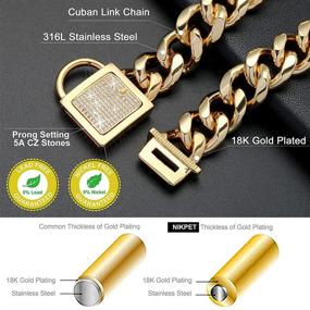 img 2 attached to NIKPET Gold Dog Chain Collar: Stylish & Durable Cuban Link Choker with Secure Buckle & Cubic Zirconia Stone - Ideal for Medium to Large Dogs