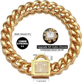 img 3 attached to NIKPET Gold Dog Chain Collar: Stylish & Durable Cuban Link Choker with Secure Buckle & Cubic Zirconia Stone - Ideal for Medium to Large Dogs