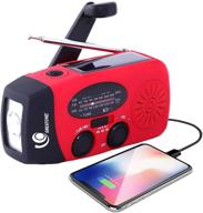 📻 greatone weather radio emergency hand crank self powered am/fm noaa solar portable camping weather radio with led flashlight and 2000mah portable phone charger - 071 (red) logo