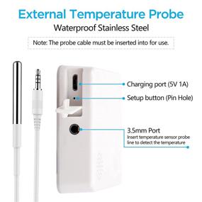 img 2 attached to MOCREO ST4 WiFi Temperature Sensor with Waterproof External Probe for Freezer, App 🌡️ Alert, Smart Thermometer, Hub Required - Remote Temperature Monitor Gauge for Refrigerator, Fish Tank, Soil