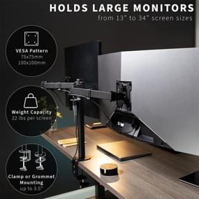 img 2 attached to 🖥️ VIVO Dual Monitor Desk Mount Stand - Full Motion VESA, Double Center Arm Joint, Holds 2 Screens up to 34 inches, STAND-V102D