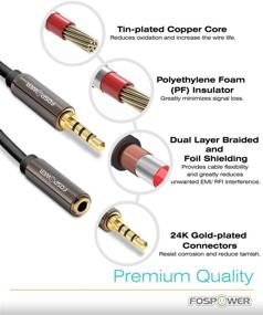img 3 attached to 🔌 FosPower 4 Inch TRRS Stereo Audio Extension Cable with 24K Gold Plated Connectors: Male to Female 3.5mm Auxiliary Cable