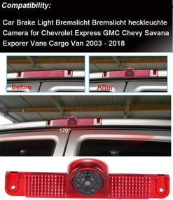 img 3 attached to Navinio New Version Car Third Roof Top Mount Brake Lamp Camera Brake Light Rear View Backup Camera For Chevrolet Express GMC Savana Vans Exporer Vans Cargo Reverse Parking Vehichle Camera