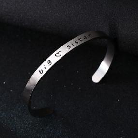 img 3 attached to Stylish BESPMOSP Big Sis Middle Sis Little Sis Sister Cuff Bracelet: Perfect Family and Friend Gift for Women and Girls