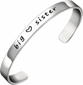 img 4 attached to Stylish BESPMOSP Big Sis Middle Sis Little Sis Sister Cuff Bracelet: Perfect Family and Friend Gift for Women and Girls