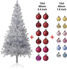 img 3 attached to 🎄 Sparkling Wellwood 6 ft Silver Tinsel Christmas Tree Bundle: Includes 24ct Assorted Ornament Set and Metal Stand for Easy Assembly