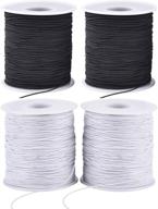 📿 stretchy string for bracelets: 4 rolls 1 mm elastic cord for jewelry making - 2 black + 2 white logo