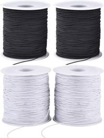 img 4 attached to 📿 Stretchy String for Bracelets: 4 Rolls 1 mm Elastic Cord for Jewelry Making - 2 Black + 2 White