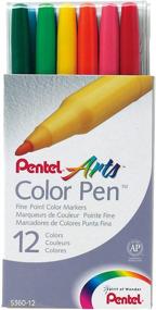 img 4 attached to 🖍️ Набор фломастеров Pentel Arts Color Pen - 12 ярких цветов (S360-12)