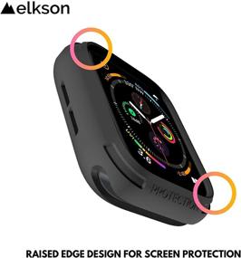 img 2 attached to Бампер-чехол Elkson для Apple Watch Series 6 SE 5 4 44 мм - защита от падений военного класса, прочный и ударопрочный, черный