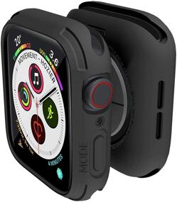 img 4 attached to Бампер-чехол Elkson для Apple Watch Series 6 SE 5 4 44 мм - защита от падений военного класса, прочный и ударопрочный, черный