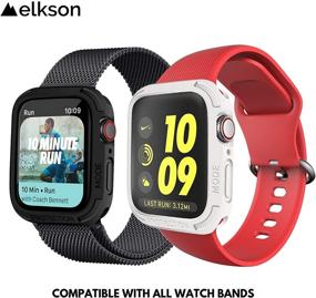 img 1 attached to Бампер-чехол Elkson для Apple Watch Series 6 SE 5 4 44 мм - защита от падений военного класса, прочный и ударопрочный, черный