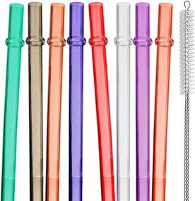 img 4 attached to 🥤 BaHoki Essentials Reusable Eco-Friendly Colored Drinking Straws - Ideal for Smoothies and Shakes - Includes Deep Cleaning Brush, Long Acrylic Straw Set for Tumblers - 8 Pack