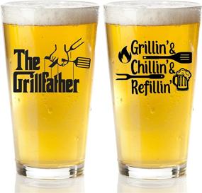 img 4 attached to Hilarious Beer Glass Set for Men - Laugh-out-Loud Fathers Day Gift for Men - Top Dad or Stepdad Gift for Summer Grilling, Valentines Day, Birthday, Christmas - Beer Glass Grill Accessories