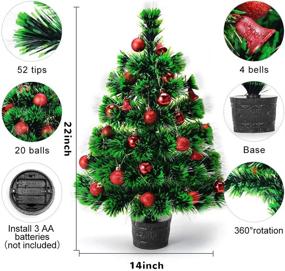 img 3 attached to 🎄 22'' Desktop Christmas Tree - Pre-lit Fiber Optic Mini Tabletop Xmas Tree with Multicolor Lights, Solid Base, and Ball Ornaments