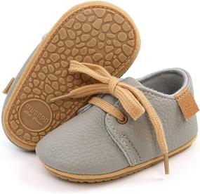 img 2 attached to 👟 BiBeGoi BiBeGoi Baby Boys Girls Oxford Shoes: PU Leather Ankle Boots with Non-Slip Rubber Sole for Toddler Walking - Brown 3 Boys' Shoes