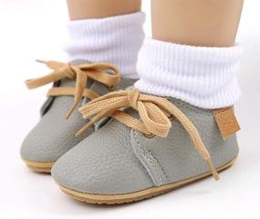 img 3 attached to 👟 BiBeGoi BiBeGoi Baby Boys Girls Oxford Shoes: PU Leather Ankle Boots with Non-Slip Rubber Sole for Toddler Walking - Brown 3 Boys' Shoes