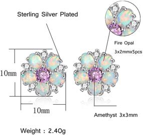 img 1 attached to Серьги CiNily с цветком: Серьги-гвоздики с опалом из стерлингового серебра, покрытые белым золотом или розовым золотом - Красивые цветочные серьги-гвоздики для девочек, уникальные и милые