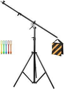 img 4 attached to 📸 CONXTRUE 13.2ft/400cm Two-Way Adjustable Photo Studio Light Stand with 6.2ft/190cm Boom Arm, Sandbag, and Rotatable Aluminum Alloy Tripod for Studio, Outdoor Photography, Portraits, and Videos